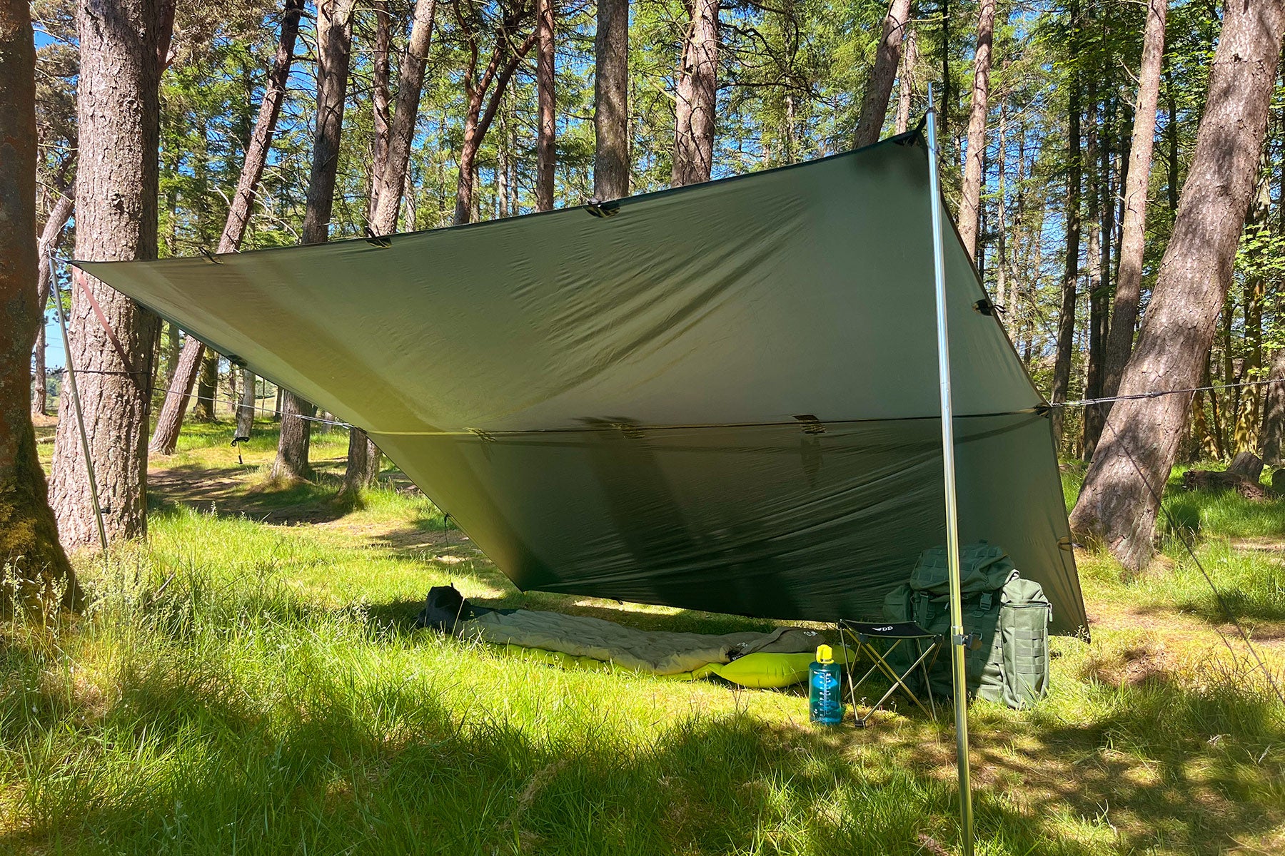 DD SuperLight Tarp bâche hamac vert olive 19 attaches