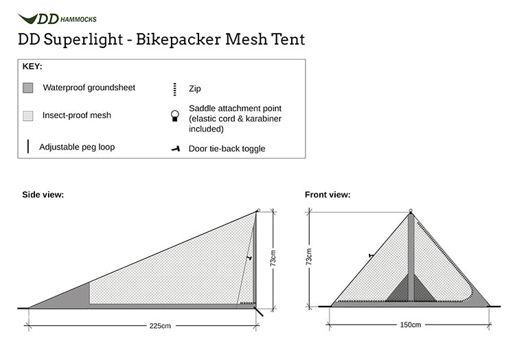 DD SuperLight Tente mesh Bikepacker 1 place anti-insectes