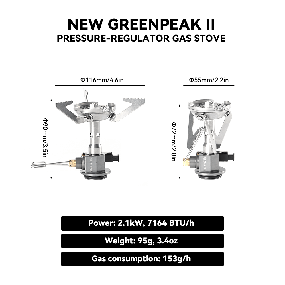 FireMaple GreenPeak Pro réchaud gaz régulé piezo froid
