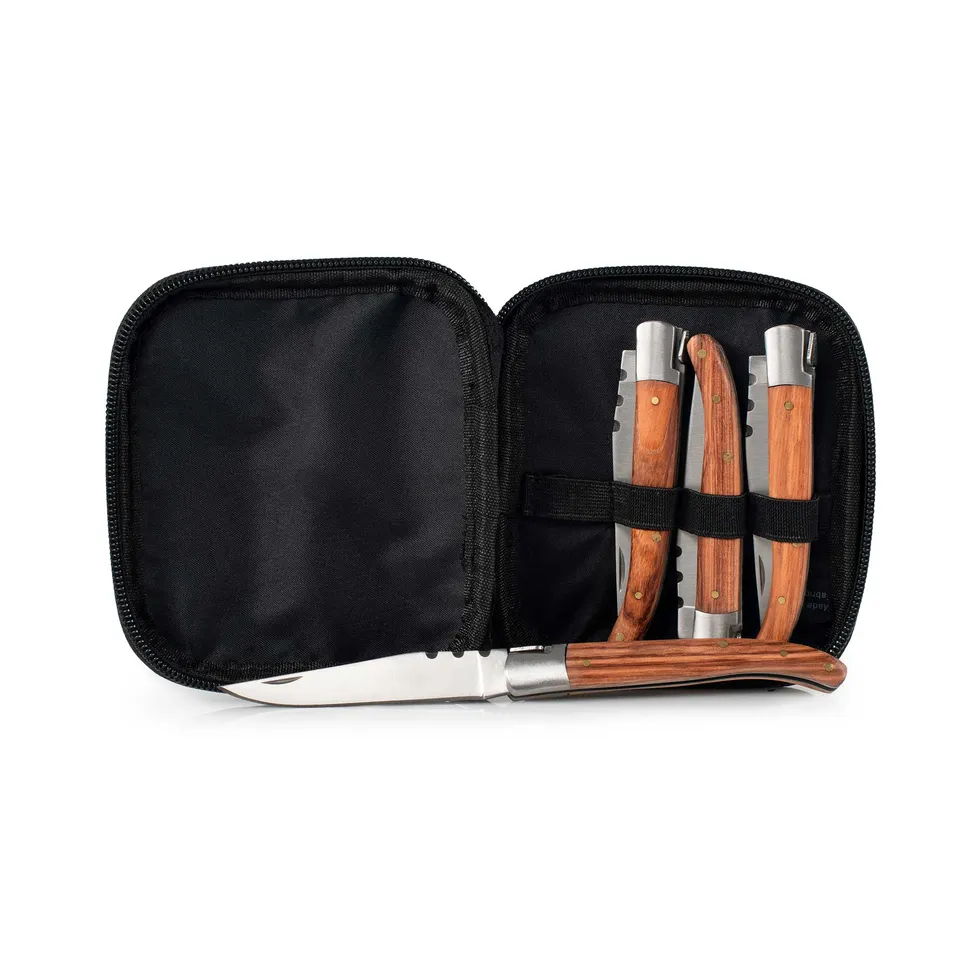 GSI Rakau set couteaux steak pliants inox bois