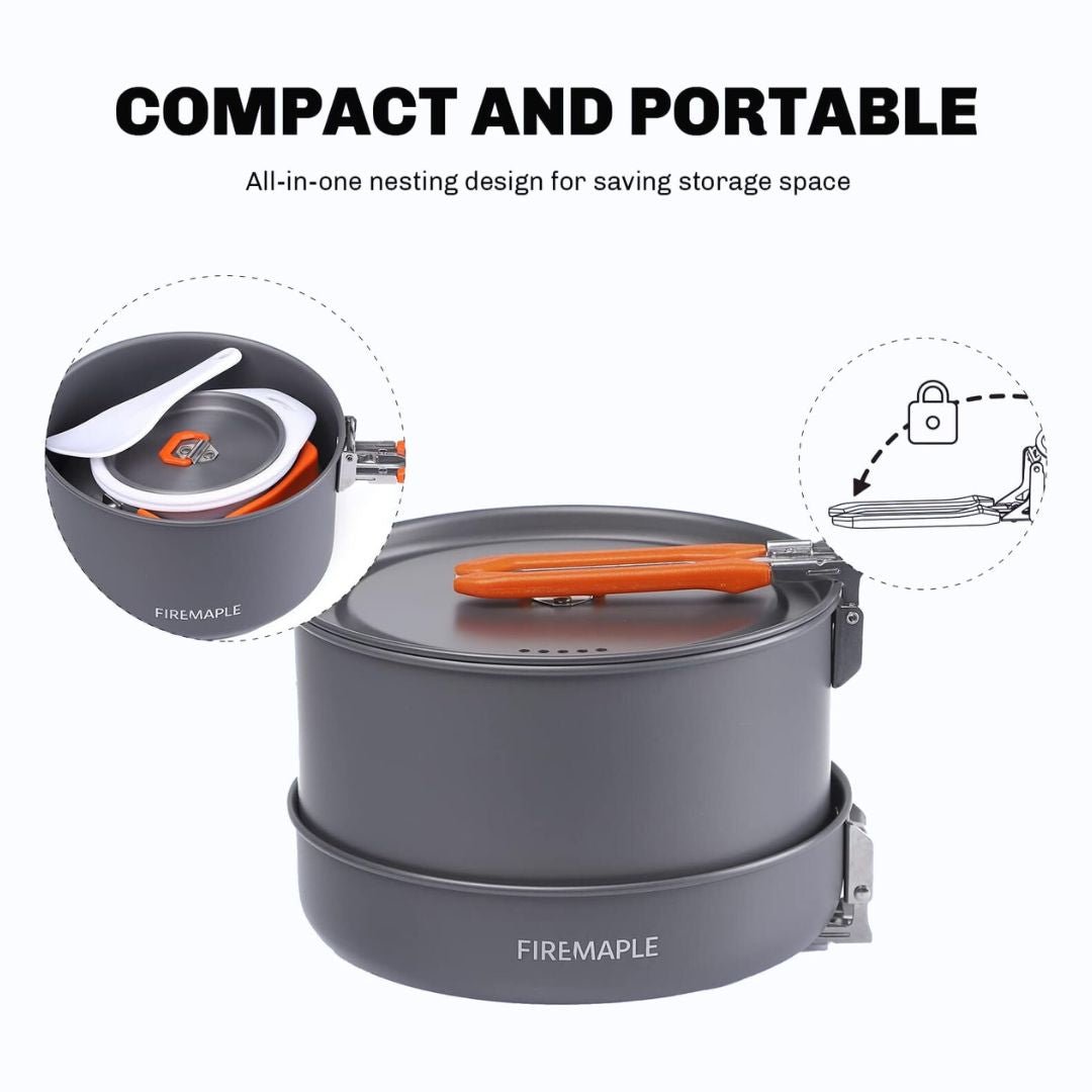 FireMaple Feast 4 kit popote camping famille orange anodisé
