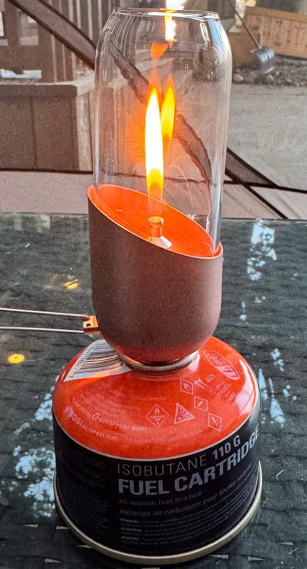 FireMaple Abat-jour lanterne gaz orange verre