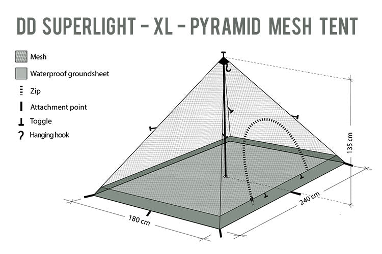DD SuperLight Tente pyramidale XL mesh 2 places anti-insectes