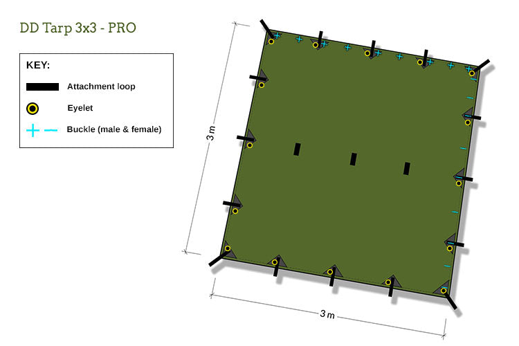 DD Tarp 3x3 PRO bâche camping hamac olive