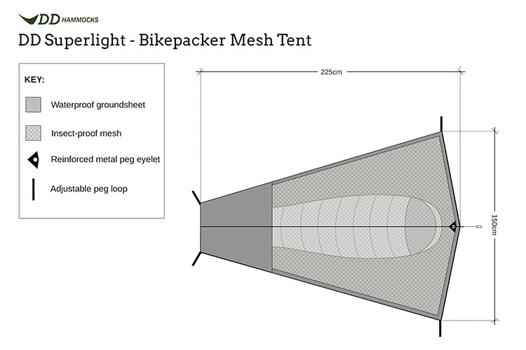 DD SuperLight Tente mesh Bikepacker 1 place anti-insectes