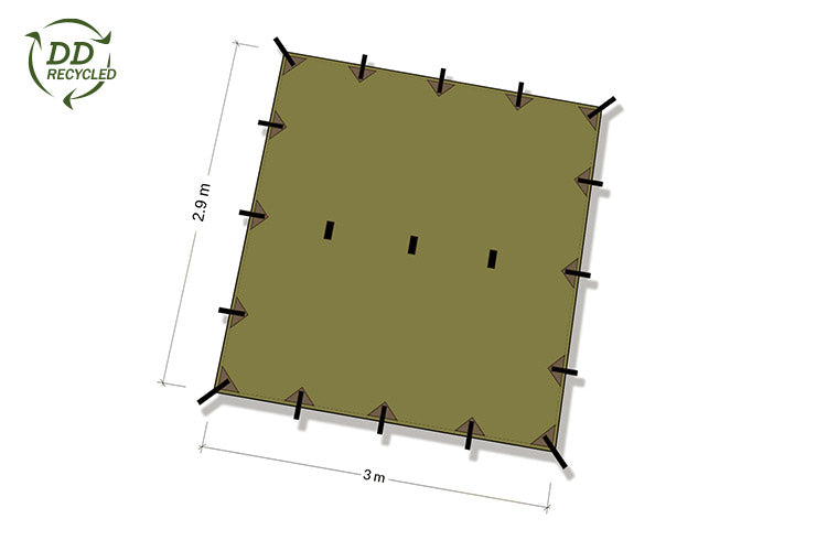 DD Hammocks Tarp 3 bâche recyclée 3x2,9 m olive
