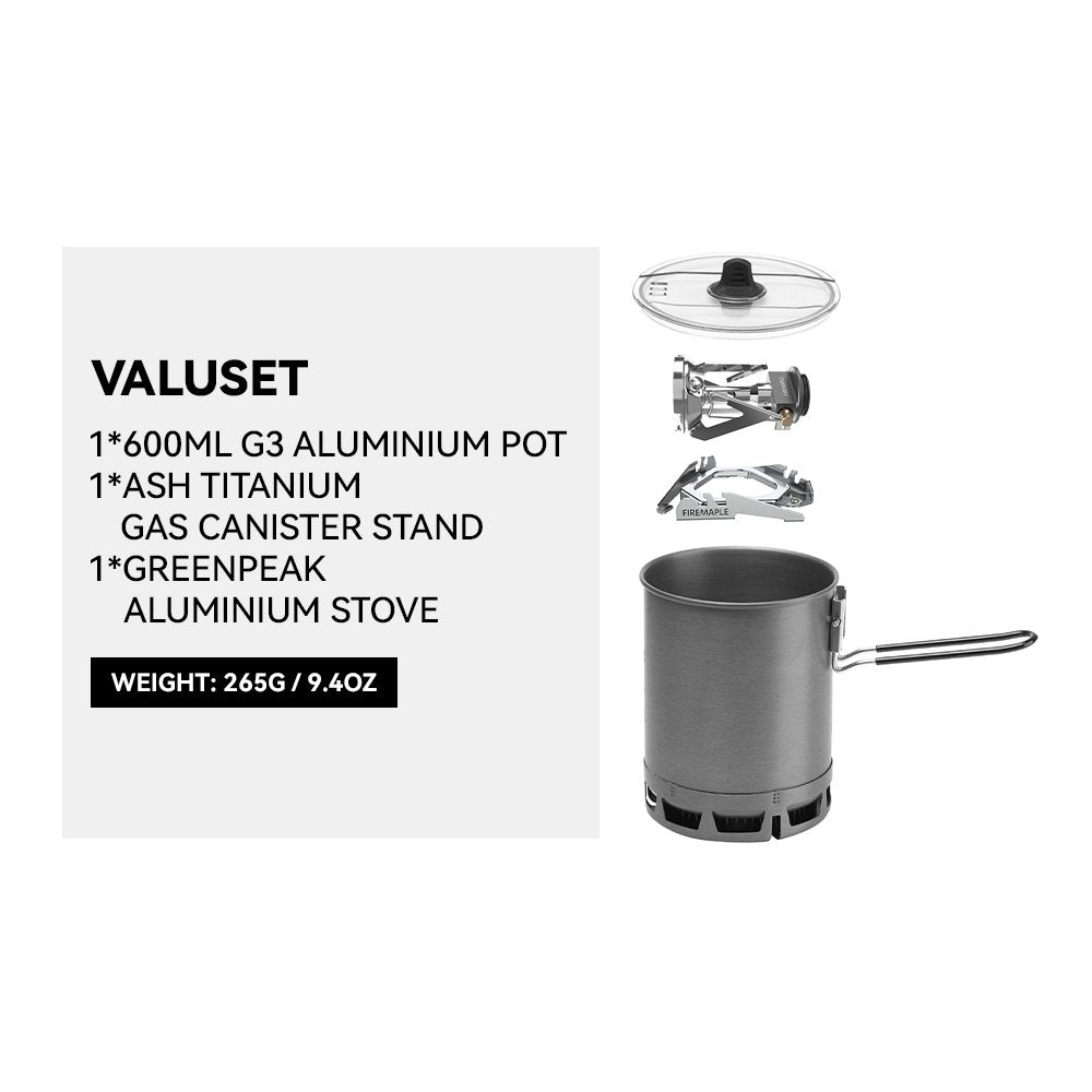 FireMaple Petrel G3 600ml kit popote + réchaud GreenPeak