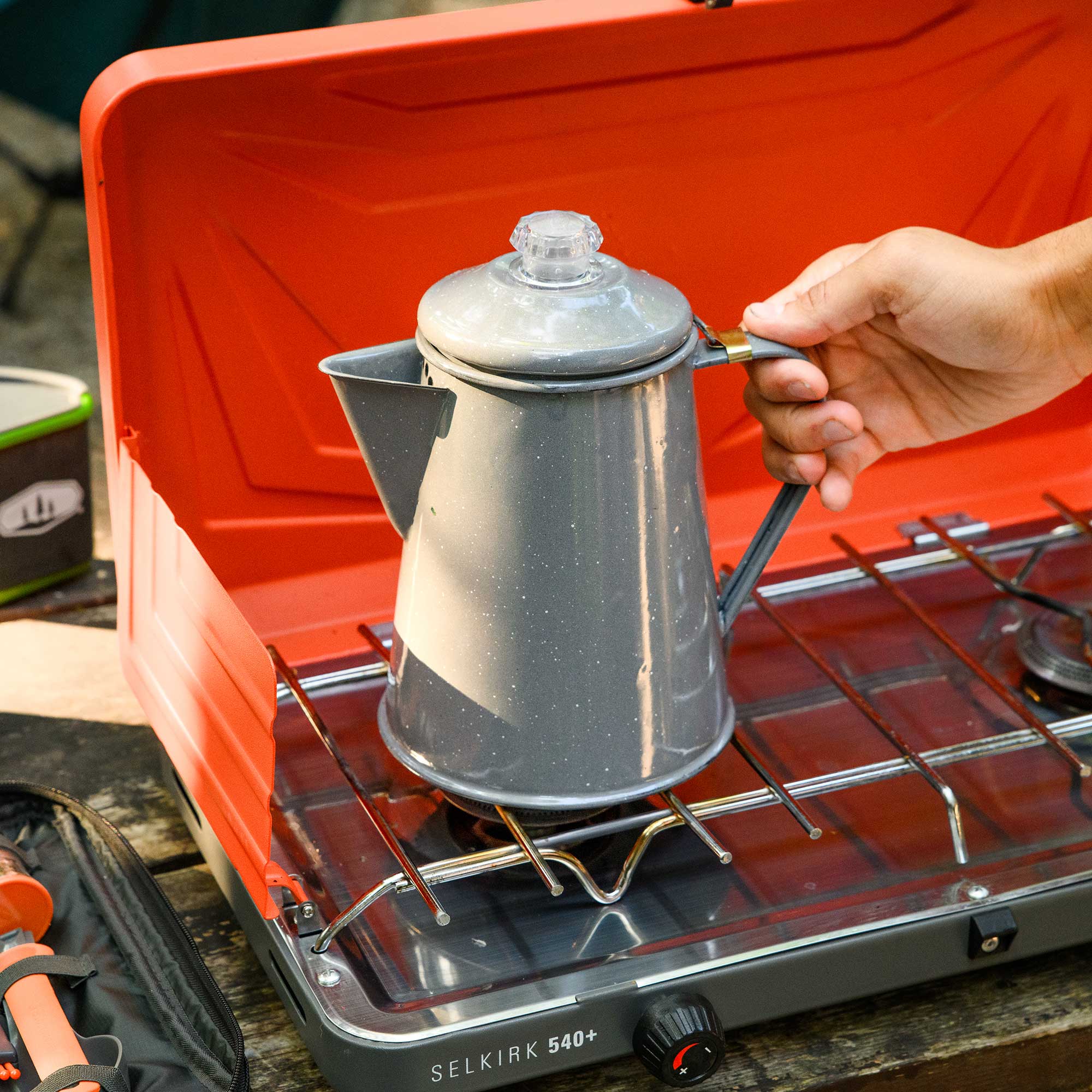 GSI Mesa percolateur émail 8 tasses gris Earl Grey