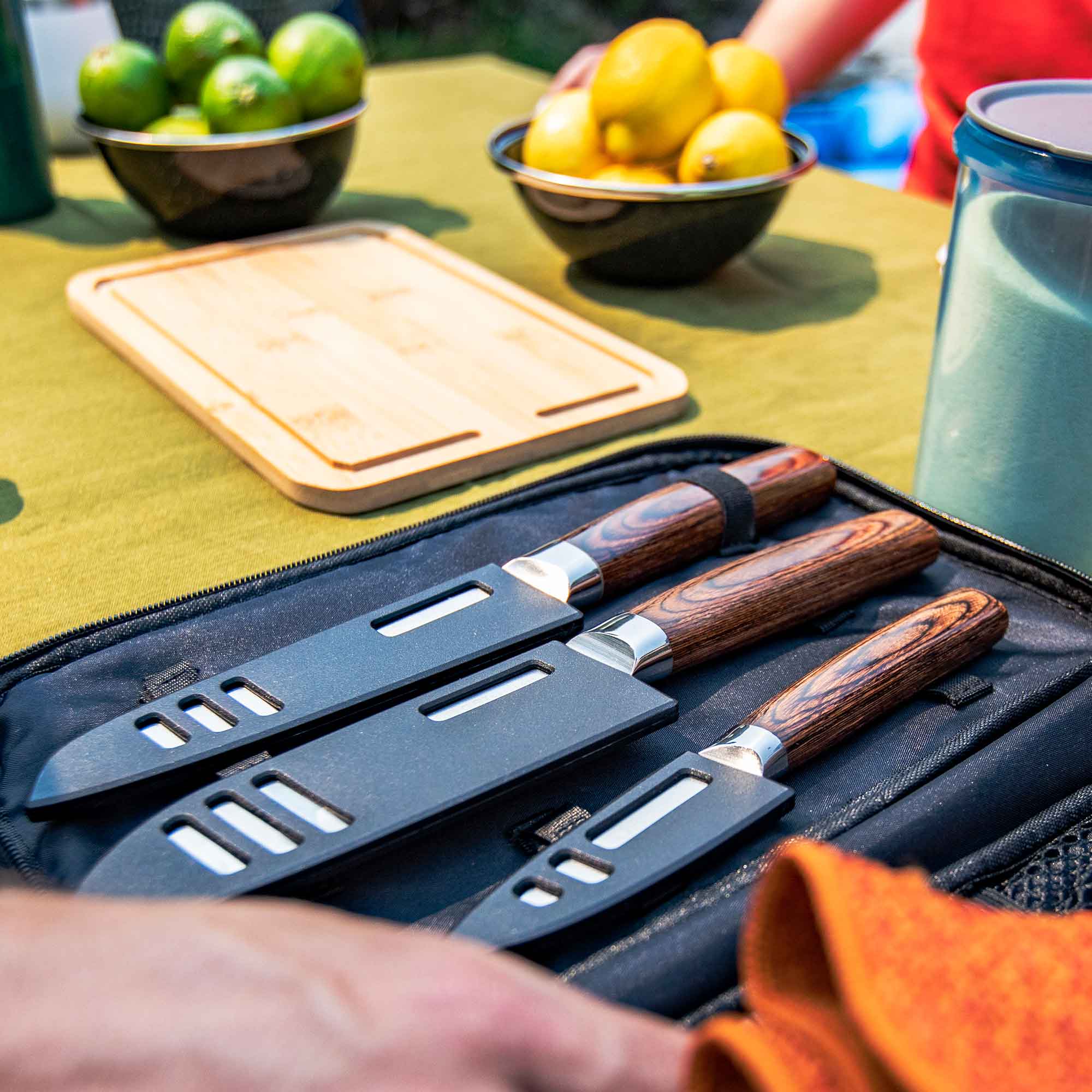 GSI Rakau set 3 couteaux cuisine inox + planche bambou