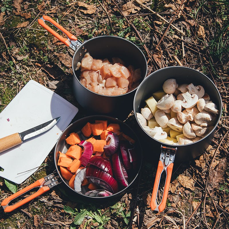 FireMaple Feast 4 kit popote camping famille orange anodisé