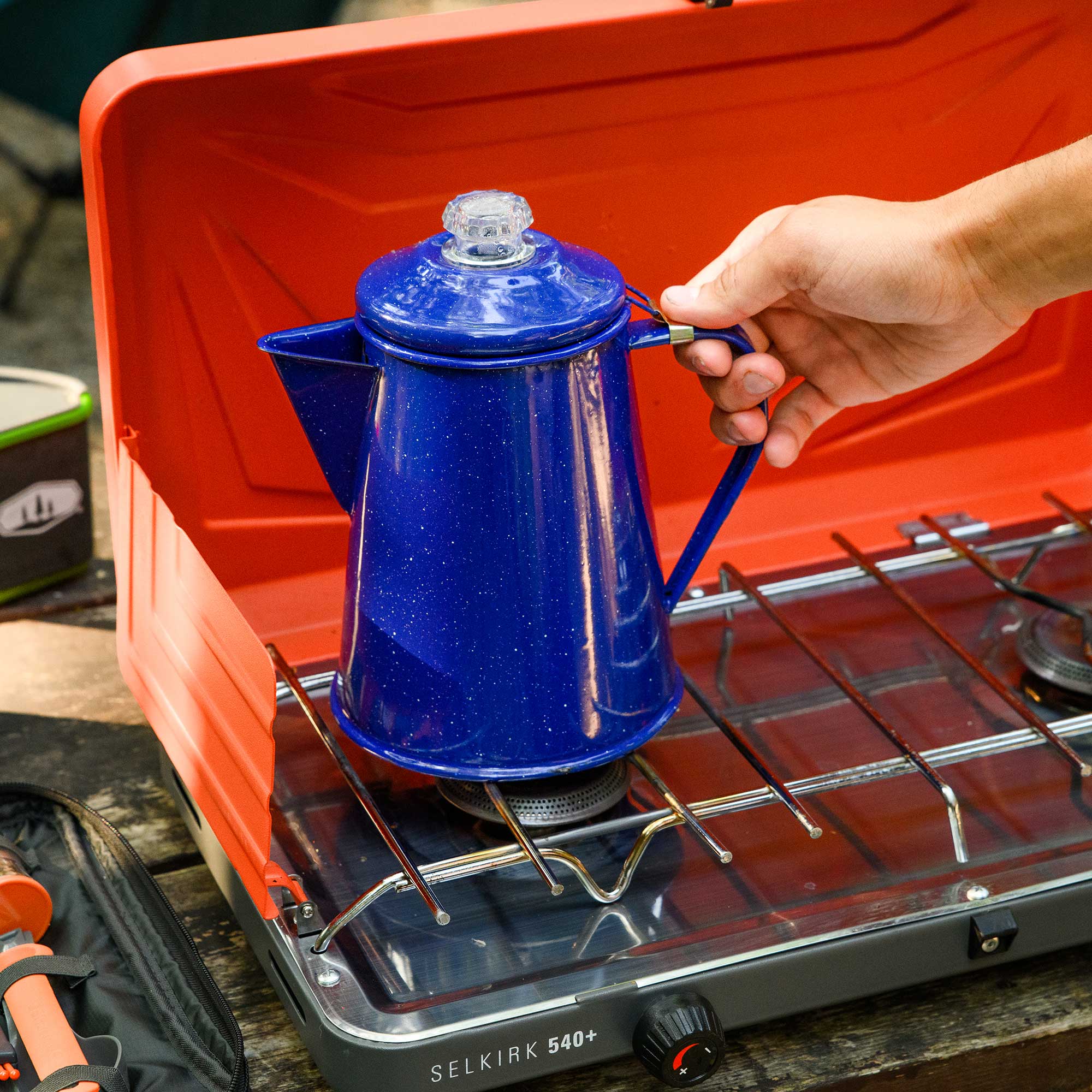 GSI Mesa percolateur émail 8 tasses gris Earl Grey