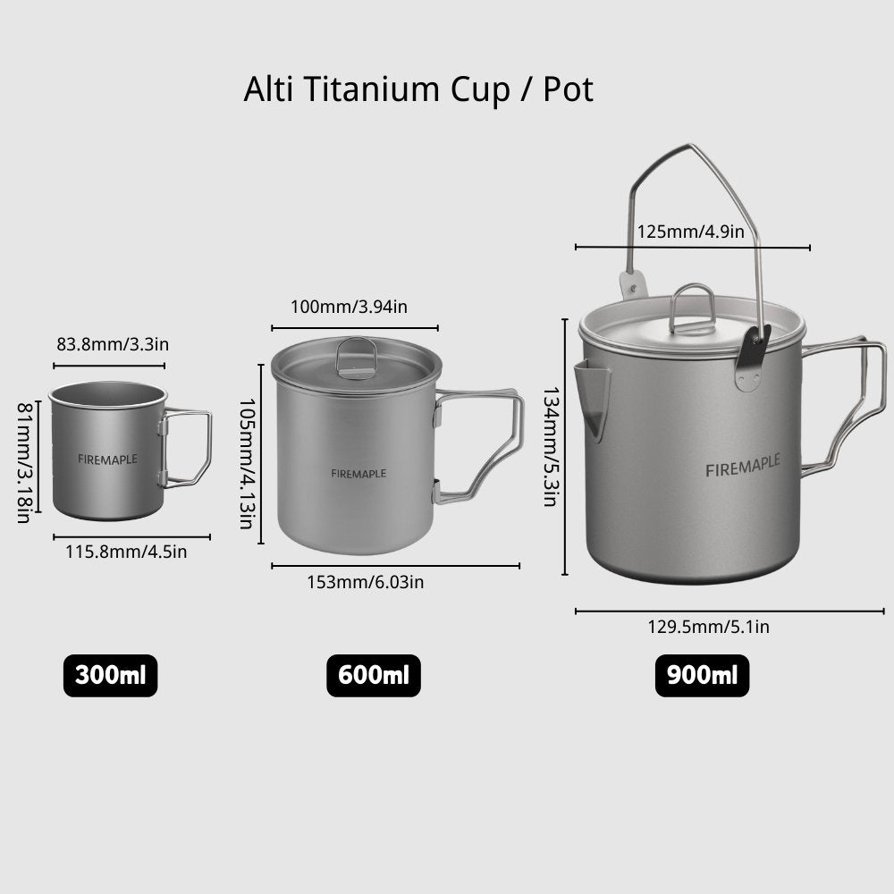 FireMaple Alti tasse titane 300 ml poignées pliantes
