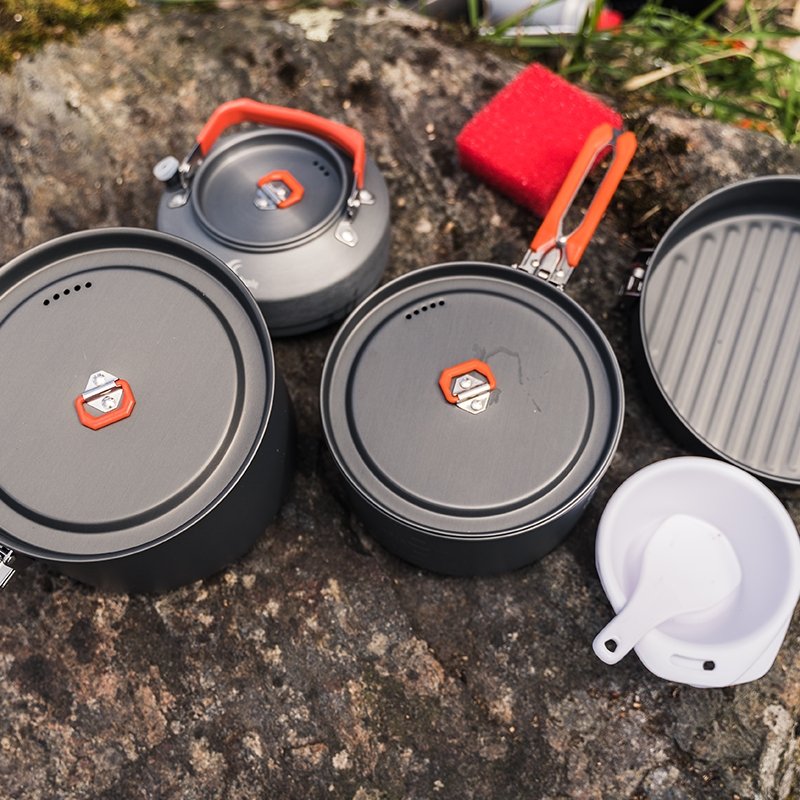 FireMaple Feast 4 kit popote camping famille orange anodisé