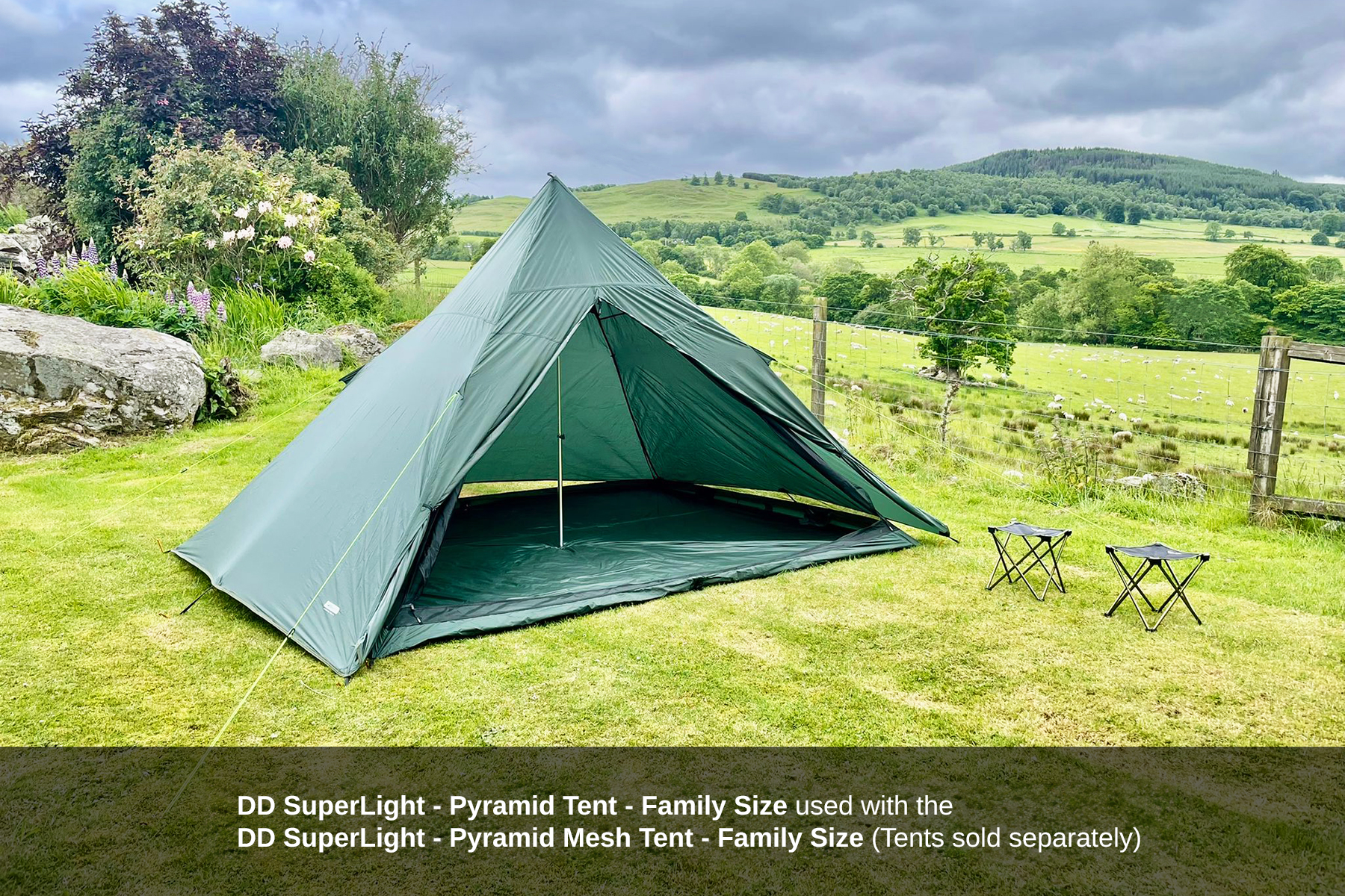 DD SuperLight tente pyramide familiale avec mât 1,8 m