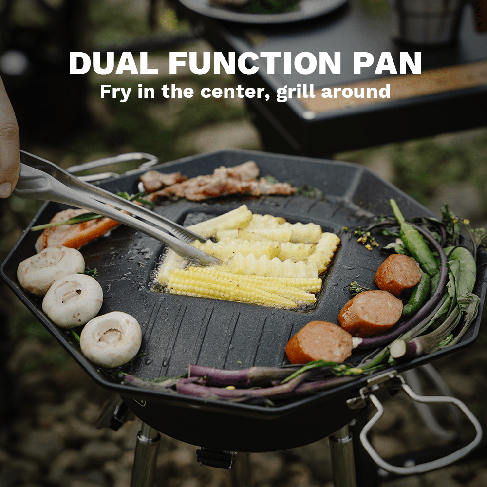 FireMaple SizzlePro poêle grill camping double zone aluminium