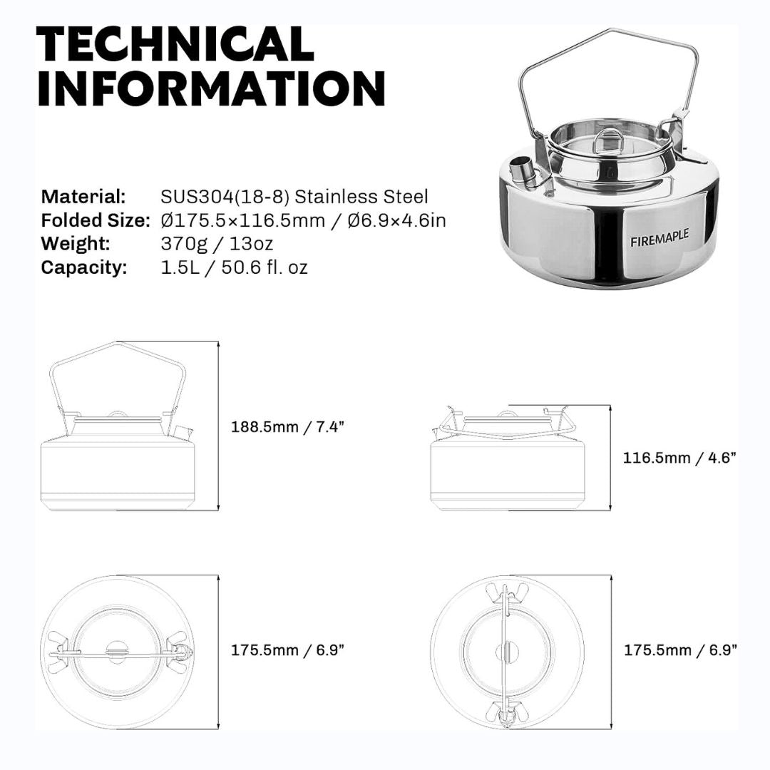 FireMaple Antarcti 1,5 L bouilloire inox groupe