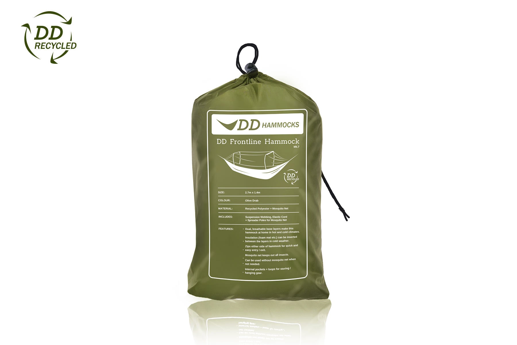 DD Frontline hamac recyclé olive drab moustiquaire