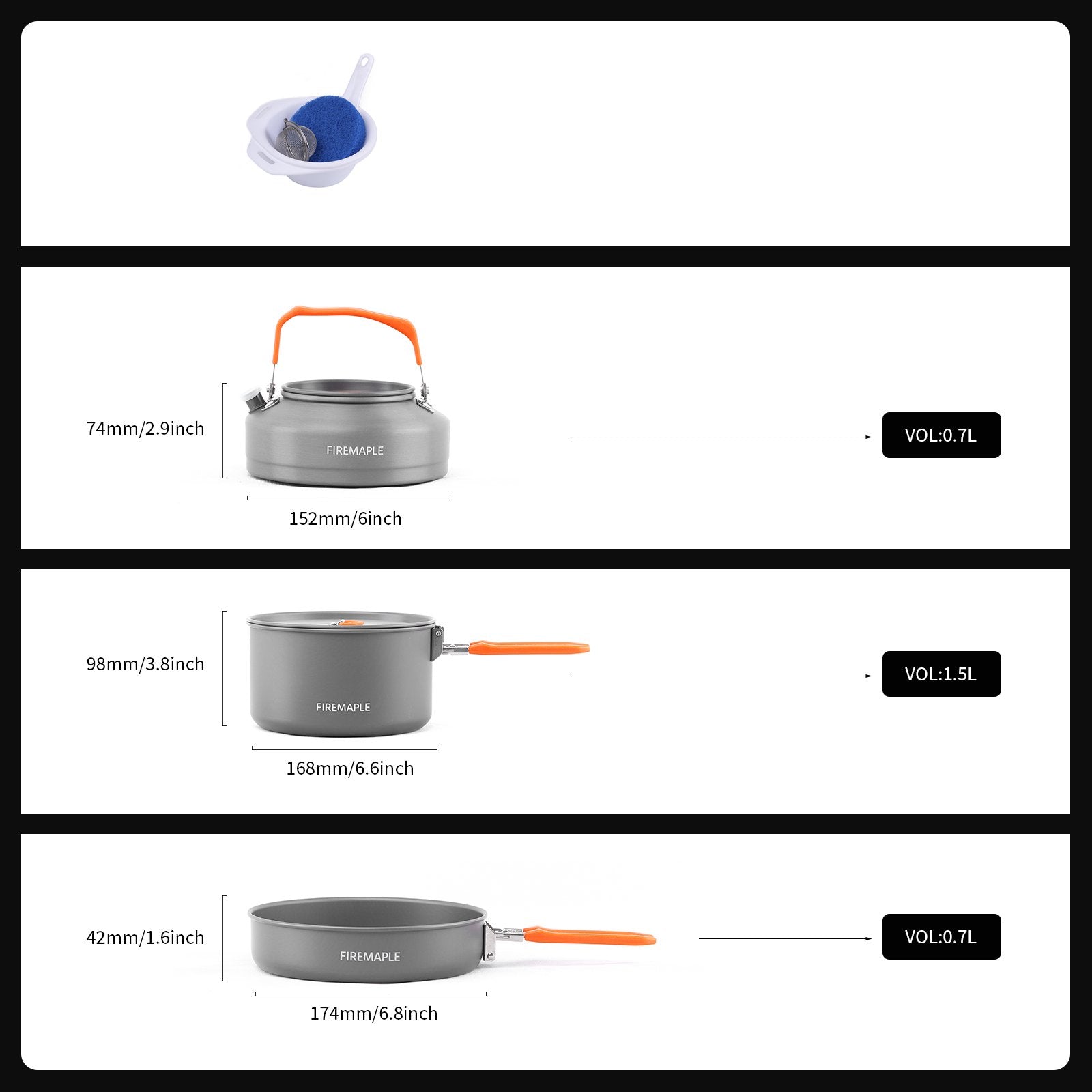 FireMaple Feast 2 set popote alu 2 personnes Orange