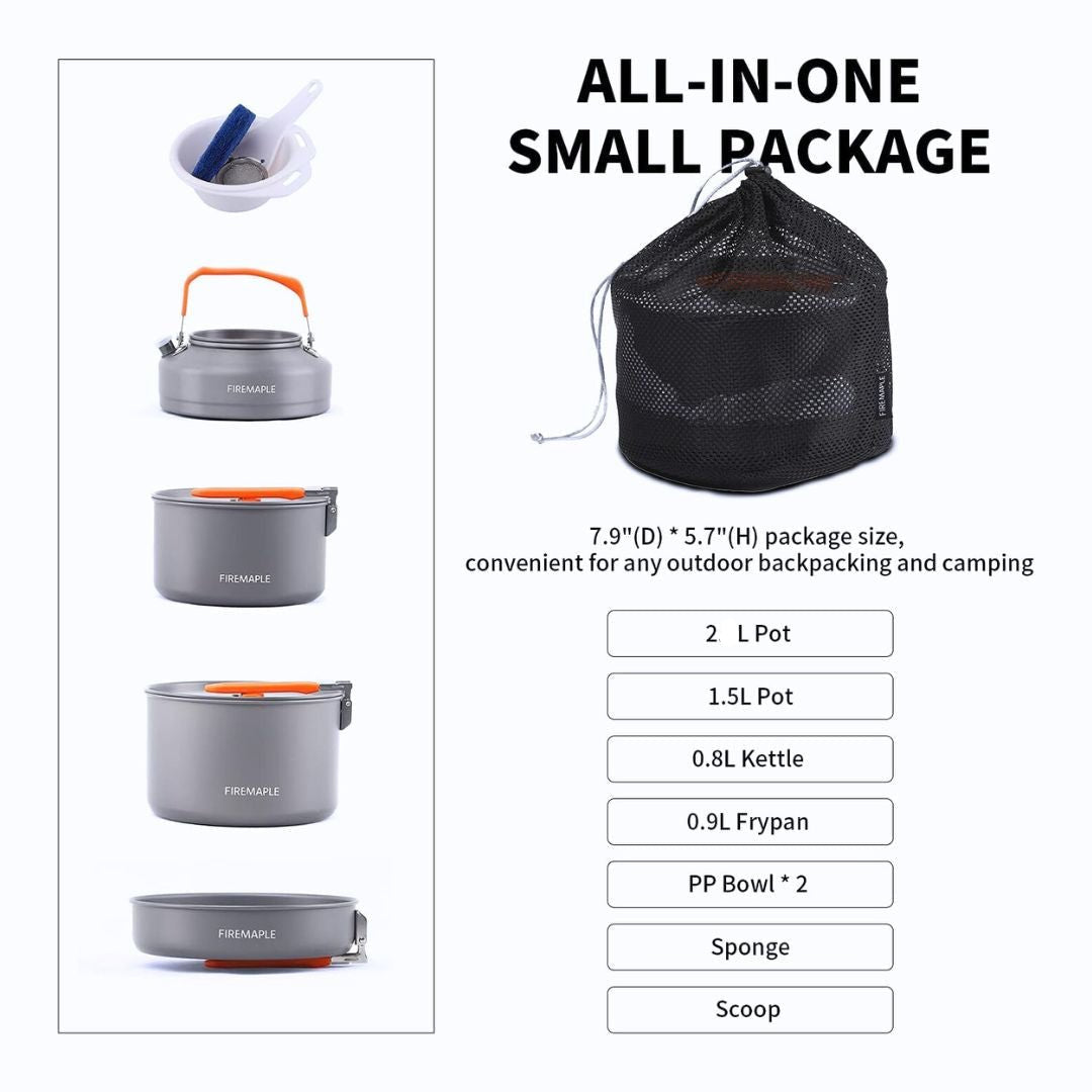 FireMaple Feast 4 kit popote camping famille orange anodisé