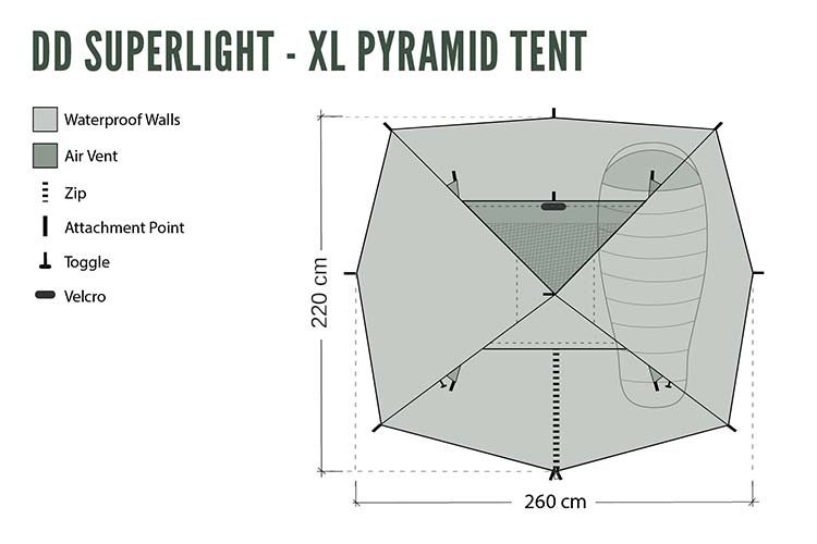 DD Hammocks SuperLight XL tente pyramide 2 places