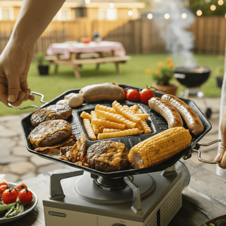 FireMaple SizzlePro poêle grill camping double zone aluminium