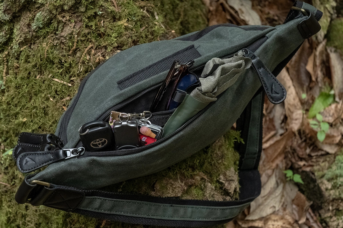 DD Sling Sac bandoulière Olive Green toile cirée quotidien