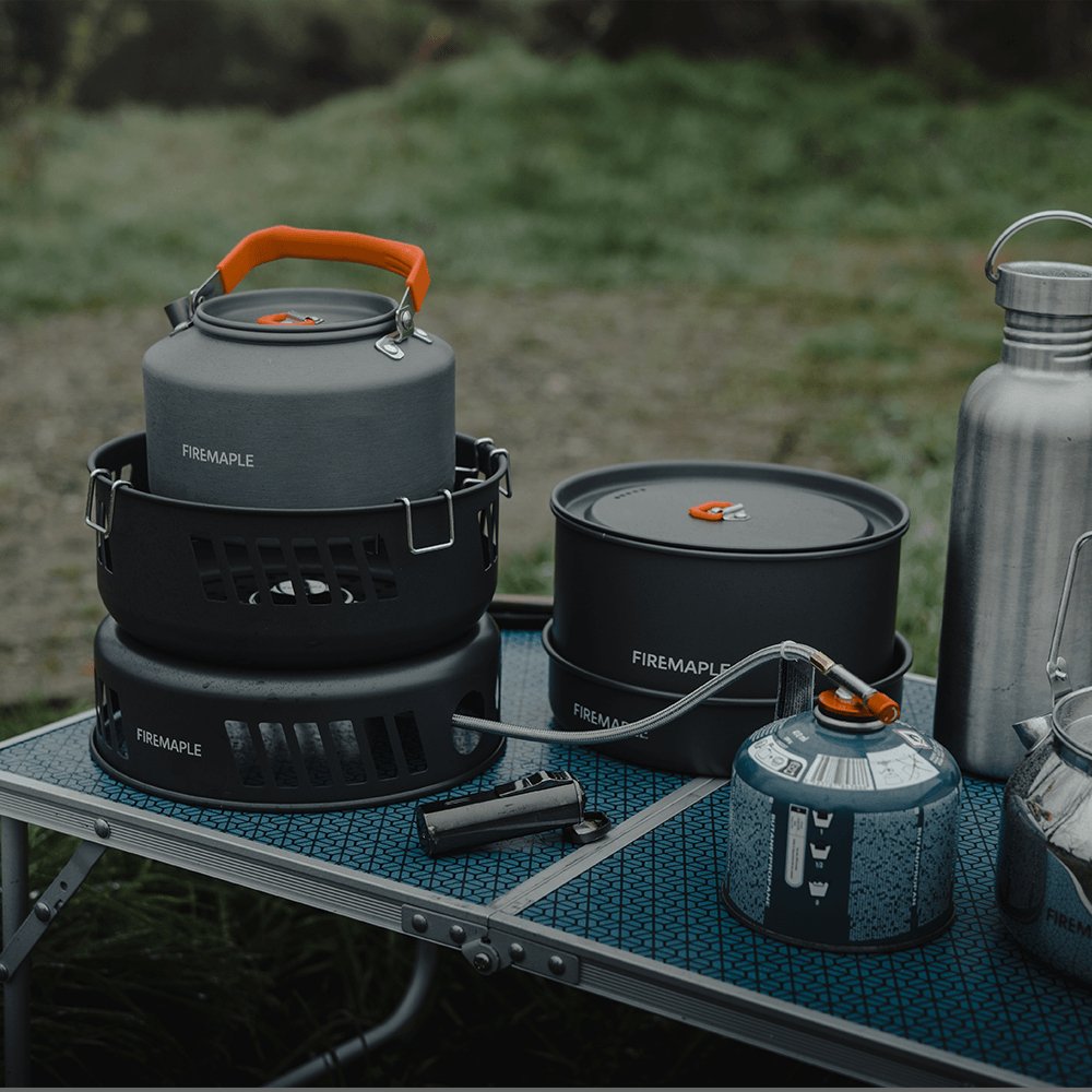 FireMaple kit popote camping avec réchaud gaz 3 kW