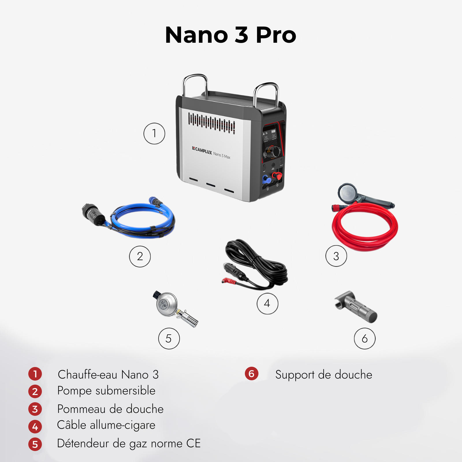 Camplux Nano 3 Pro douche portable à gaz