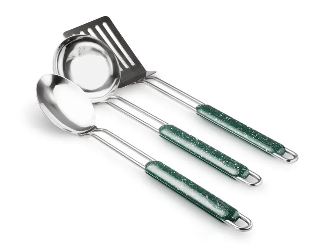 GSI Enamelware Pioneer set 3 ustensiles émaillés Vert