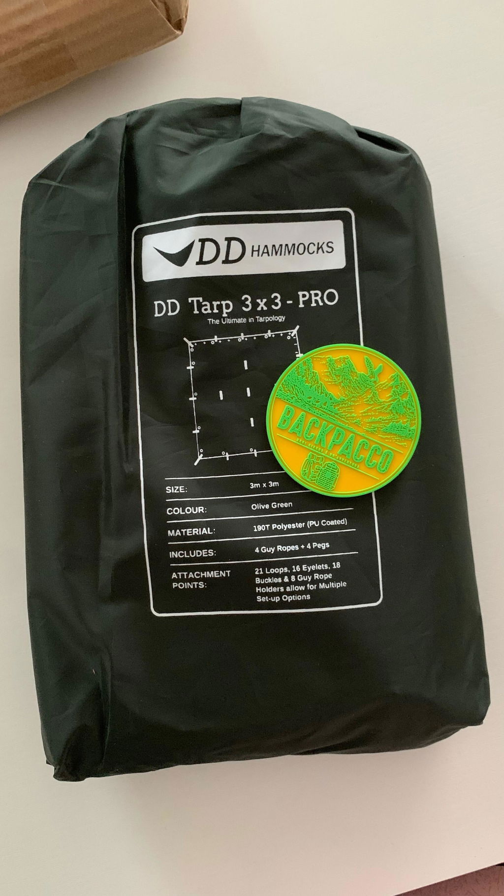 DD Tarp 3x3 PRO bâche camping hamac olive