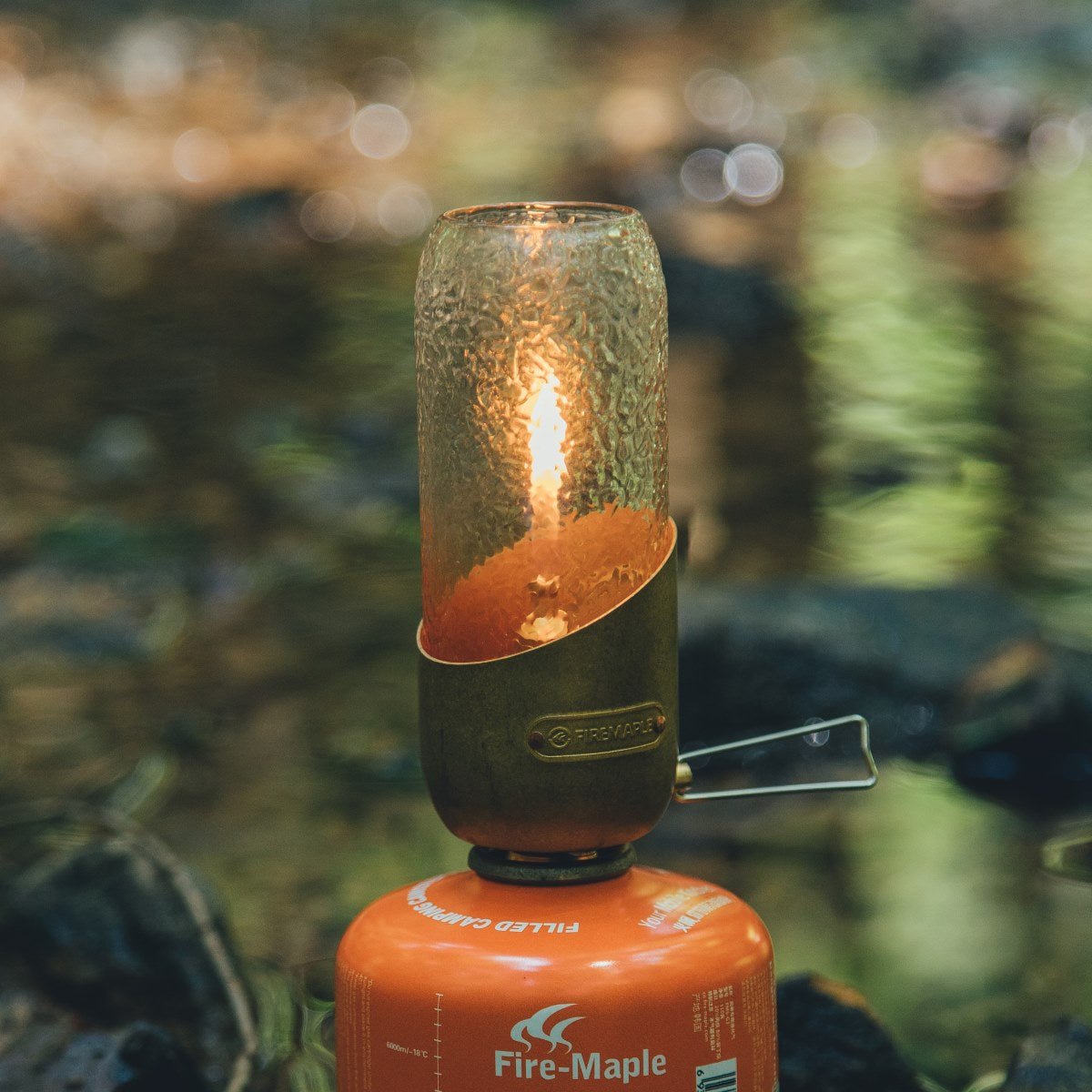 FireMaple lanterne gaz vintage cuivre orange ripple